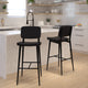 Black |#| Set of 2 Black LeatherSoft Barstools with Black Iron Frame-Integrated Footrest