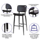 Black |#| Set of 2 Black LeatherSoft Barstools with Black Iron Frame-Integrated Footrest