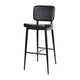 Black |#| Set of 2 Black LeatherSoft Barstools with Black Iron Frame-Integrated Footrest