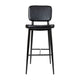 Black |#| Set of 2 Black LeatherSoft Barstools with Black Iron Frame-Integrated Footrest