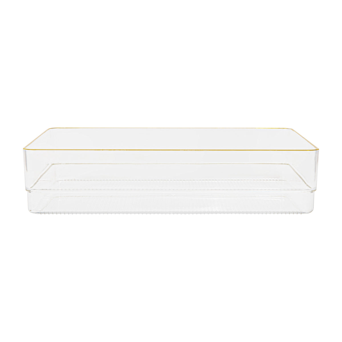 Set of 3 Plastic Stacking Desk Drawer Organizers with Gold Trim - 12 x 6