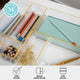 Set of 8 Plastic Stacking Office Desk Drawer Organizers with Gold Trim