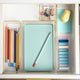 Set of 8 Plastic Stacking Office Desk Drawer Organizers with Gold Trim