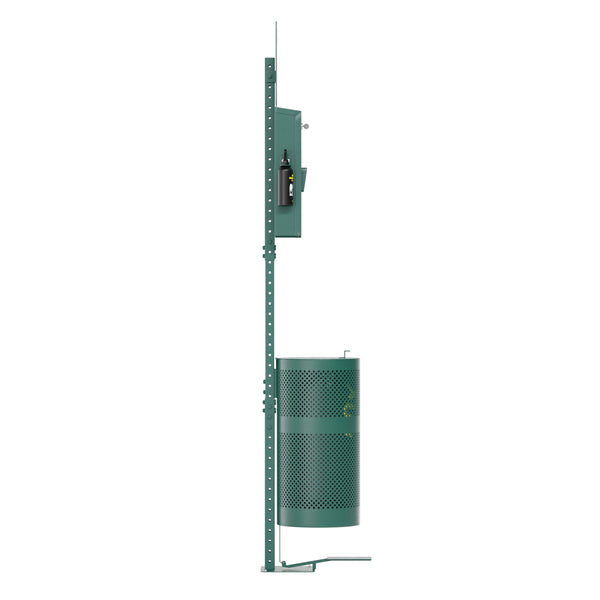 Pet Waste Station-Header Dispenser-Hand Sanitizer Bottle-Pedal Trash Can-Green