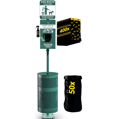 Kessler Pet Waste Station with Glow in the Dark Sign, Bag Dispenser, Hand Sanitizer & Trash Can with Lid - Includes 400 Pull Out Bags & 50 Can Liners - View 1