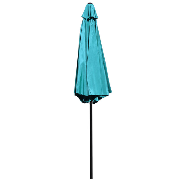 Teal |#| Bundled Set - Teal 9 FT Round Umbrella & Universal Black Cement Waterproof Base