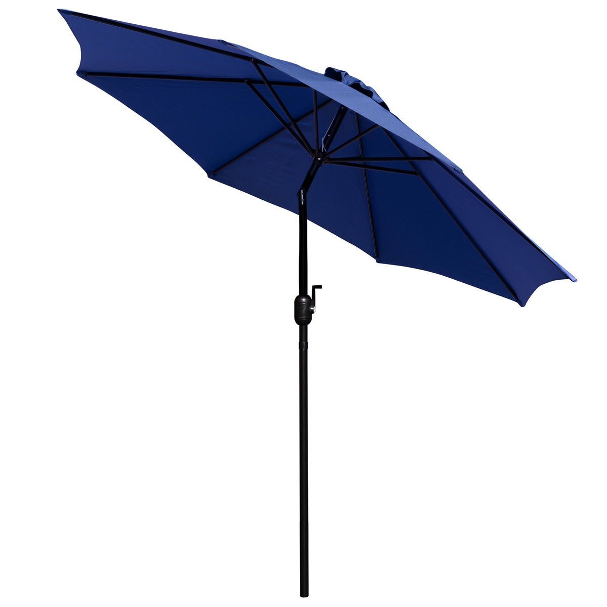 Navy |#| Bundled Set - Navy 9 FT Round Umbrella & Universal Black Cement Waterproof Base