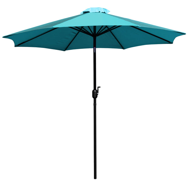 Teal |#| Teal 9 FT Round Umbrella - 1.5inch Diameter Aluminum Pole - Crank and Tilt Function