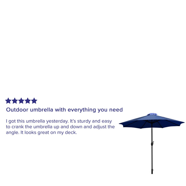 Navy |#| Navy 9 FT Round Umbrella - 1.5inch Diameter Aluminum Pole - Crank and Tilt Function