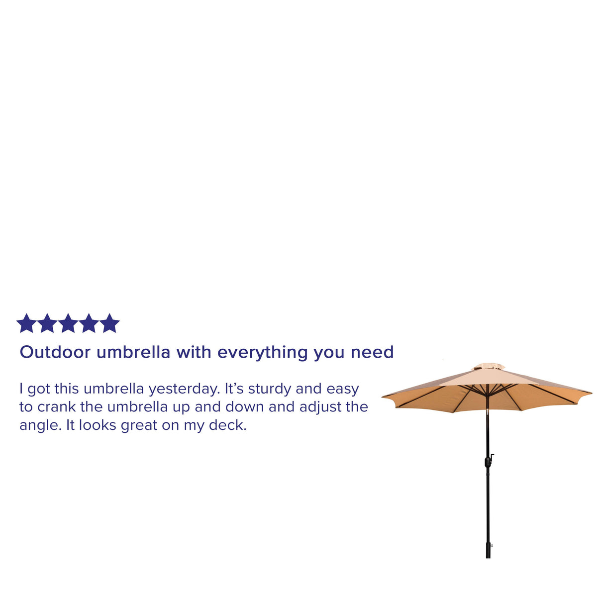 Tan |#| Tan 9 FT Round Umbrella - 1.5inch Diameter Aluminum Pole - Crank and Tilt Function