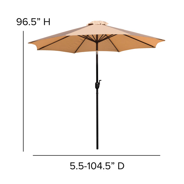 Tan |#| Tan 9 FT Round Umbrella - 1.5inch Diameter Aluminum Pole - Crank and Tilt Function