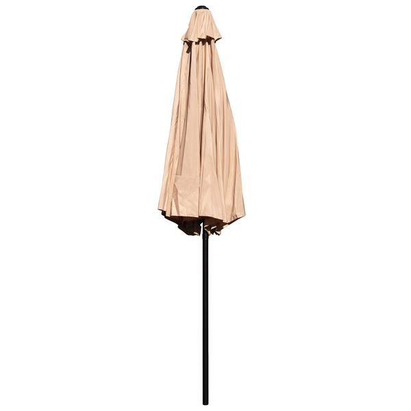 Tan |#| Tan 9 FT Round Umbrella - 1.5inch Diameter Aluminum Pole - Crank and Tilt Function