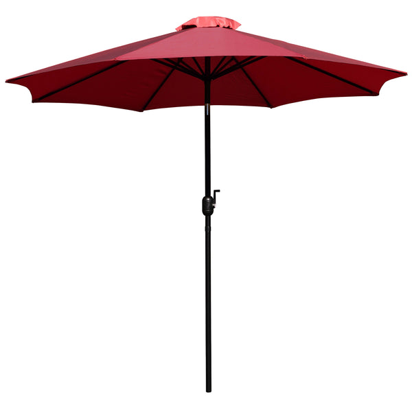 Red |#| Red 9 FT Round Umbrella - 1.5inch Diameter Aluminum Pole - Crank and Tilt Function