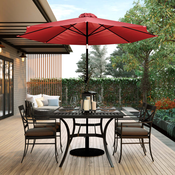 Red |#| Red 9 FT Round Umbrella - 1.5inch Diameter Aluminum Pole - Crank and Tilt Function