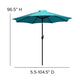 Teal |#| Teal 9 FT Round Umbrella - 1.5inch Diameter Aluminum Pole - Crank and Tilt Function