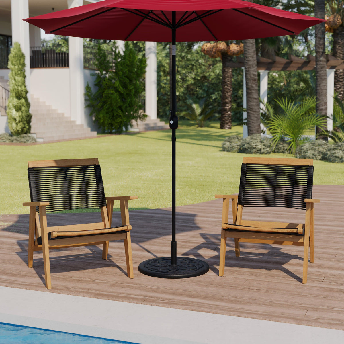 Bronze |#| Universal Bronze Cement Patio Umbrella Base - Weatherproof - 19.25inch Diameter