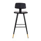 Black |#| Set of 2 Black LeatherSoft Barstools with Black Iron Frame and Gold Tipped Legs