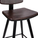 Brown |#| Set of 2 Brown LeatherSoft Barstools with Black Iron Frame and Gold Tipped Legs