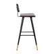 Brown |#| Set of 2 Brown LeatherSoft Barstools with Black Iron Frame and Gold Tipped Legs