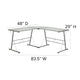 Clear Top/Silver Frame |#| L-Shaped Computer Corner Glass Desk, Gaming Desk, Home Office Corner Desk, Clear