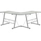 Clear Top/Silver Frame |#| L-Shaped Computer Corner Glass Desk, Gaming Desk, Home Office Corner Desk, Clear