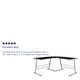 Black Top/Silver Frame |#| L-Shaped Computer Corner Glass Desk, Gaming Desk, Home Office Corner Desk, Black