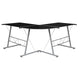 Black Top/Silver Frame |#| L-Shaped Computer Corner Glass Desk, Gaming Desk, Home Office Corner Desk, Black
