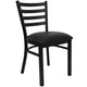 Black Vinyl Seat/Black Metal Frame |#| Black Ladder Back Metal Restaurant Chair - Black Vinyl Seat