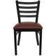 Burgundy Vinyl Seat/Black Metal Frame |#| Black Ladder Back Metal Restaurant Chair - Burgundy Vinyl Seat