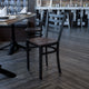 Walnut Wood Seat/Black Metal Frame |#| Black Ladder Back Metal Restaurant Chair - Walnut Wood Seat