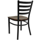 Mahogany Wood Seat/Black Metal Frame |#| Black Ladder Back Metal Restaurant Chair - Mahogany Wood Seat