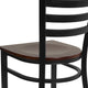 Mahogany Wood Seat/Black Metal Frame |#| Black Ladder Back Metal Restaurant Chair - Mahogany Wood Seat