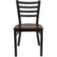 Mahogany Wood Seat/Black Metal Frame |#| Black Ladder Back Metal Restaurant Chair - Mahogany Wood Seat