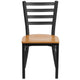 Natural Wood Seat/Black Metal Frame |#| Black Ladder Back Metal Restaurant Chair - Natural Wood Seat