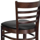 Black Vinyl Seat/Walnut Wood Frame |#| Ladder Back Walnut Wood Restaurant Barstool - Black Vinyl Seat