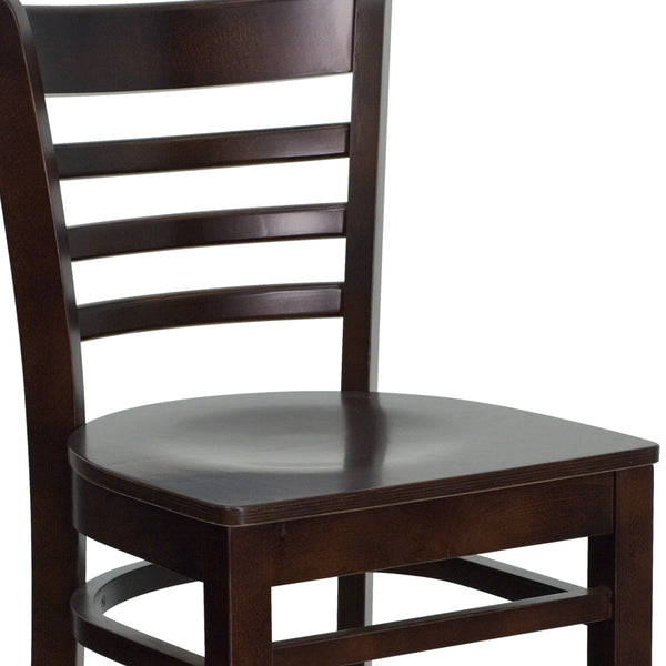 Walnut Wood Seat/Walnut Wood Frame |#| Ladder Back Walnut Wood Restaurant Barstool