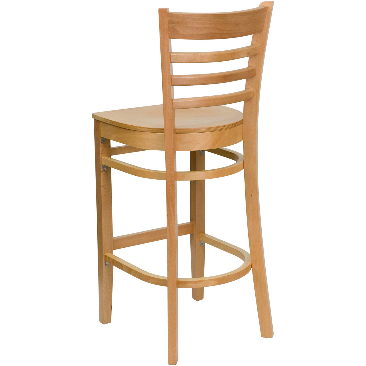 Natural Wood Seat/Natural Wood Frame |#| Ladder Back Natural Wood Restaurant Barstool