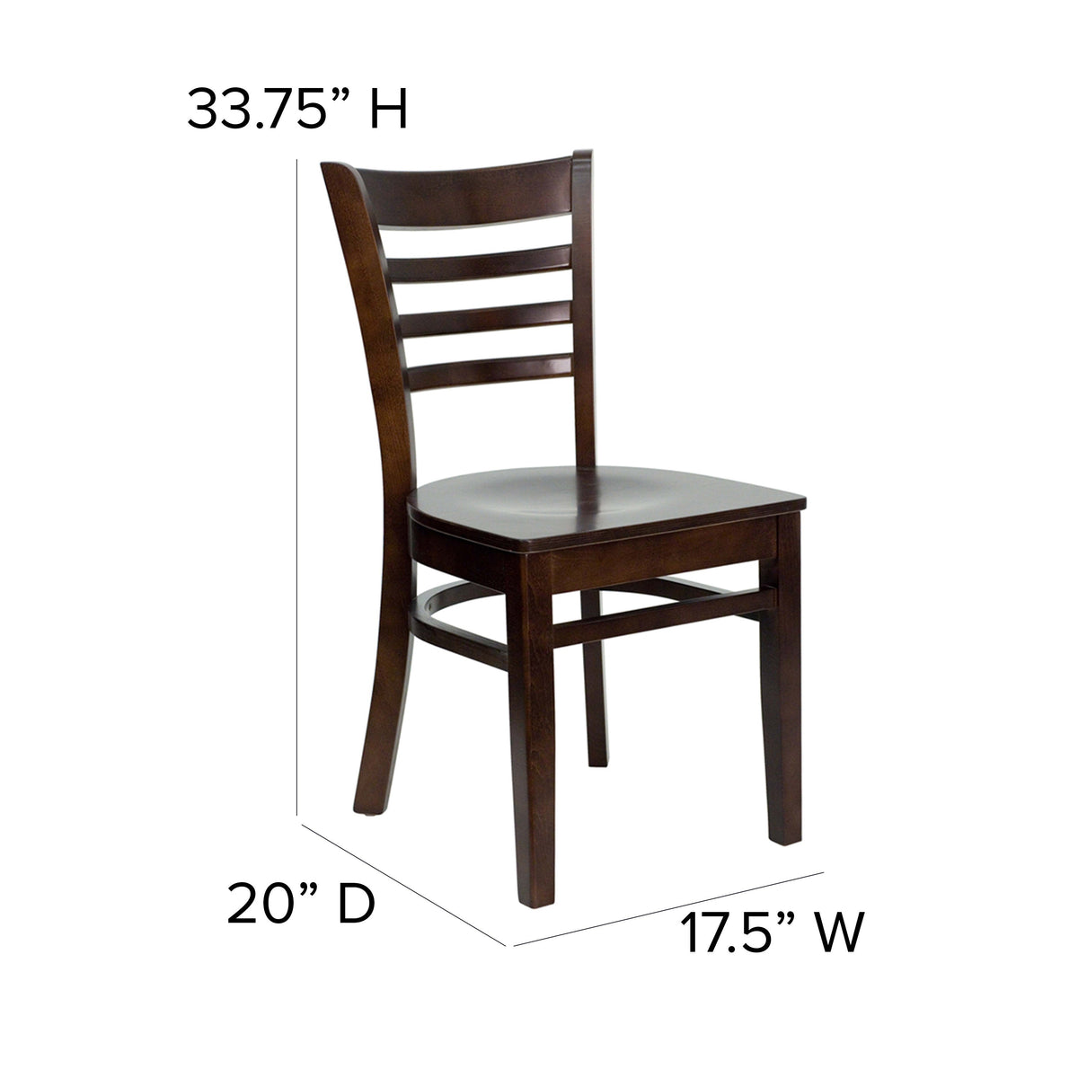 Walnut Wood Seat/Walnut Wood Frame |#| Ladder Back Walnut Wood Restaurant Chair