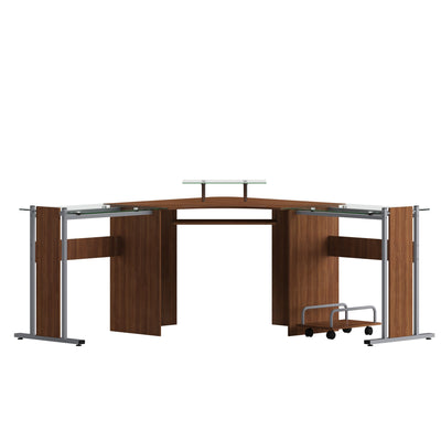 Laminate Corner Desk with Pull-Out Keyboard Tray and CPU Cart - View 1
