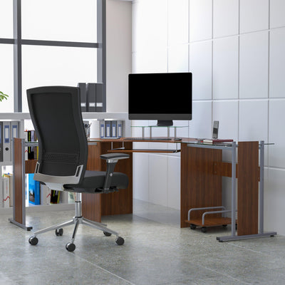 Laminate Corner Desk with Pull-Out Keyboard Tray and CPU Cart - View 2