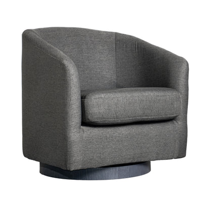 Landon Club Style Commercial Barrel Accent Armchair with 360 Degree Swivel Metal Base and Sloped Armrests