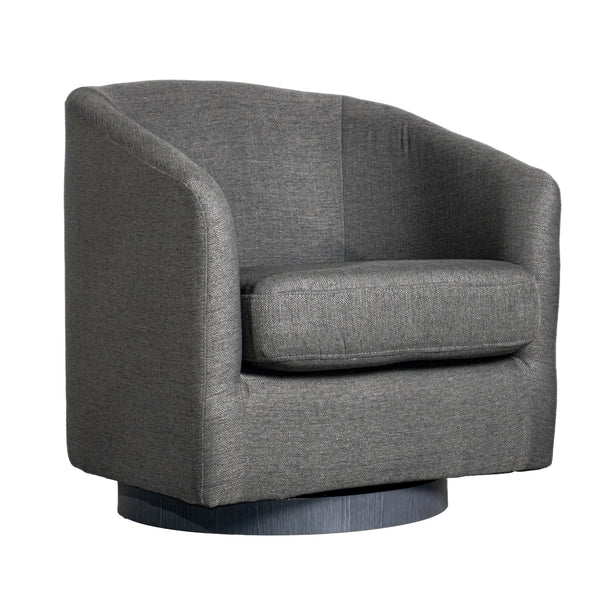 Dark Gray |#| Traditional Club Style Accent Chair with 360° Swivel Metal Base in Dark Gray