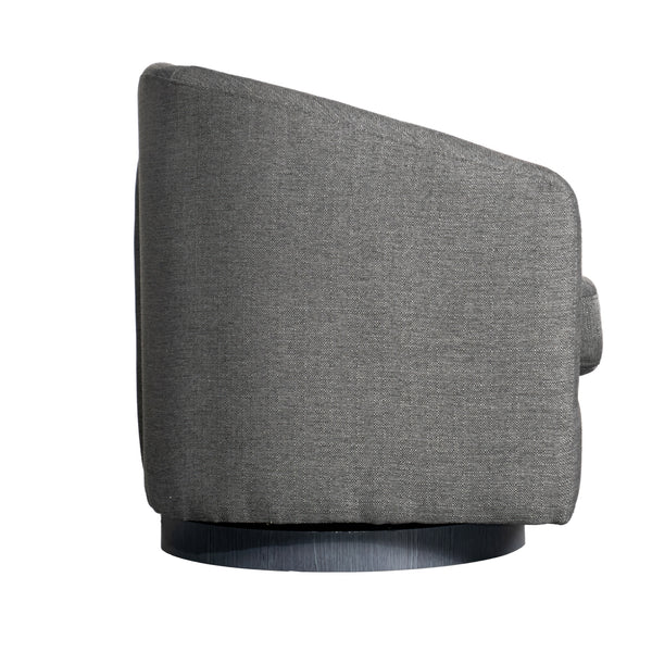 Dark Gray |#| Traditional Club Style Accent Chair with 360° Swivel Metal Base in Dark Gray