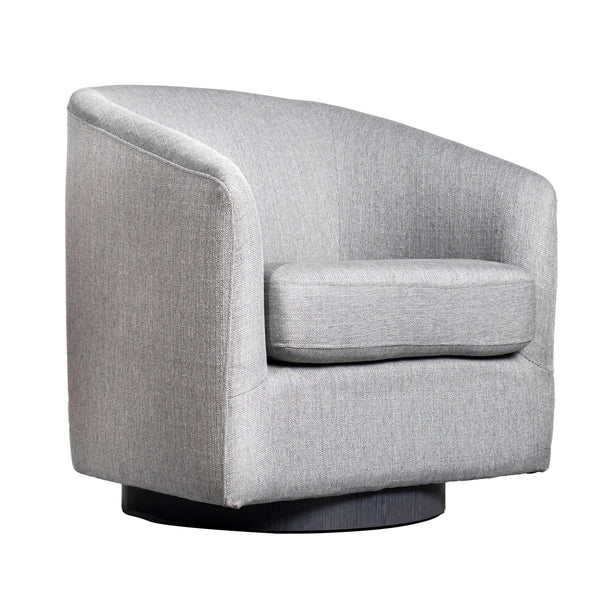 Light Gray |#| Traditional Club Style Accent Chair with 360° Swivel Metal Base in Light Gray