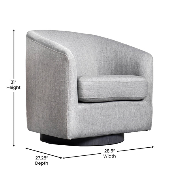 Light Gray |#| Traditional Club Style Accent Chair with 360° Swivel Metal Base in Light Gray