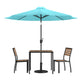 Teal |#| Faux Teak 35inch Square Patio Table, 2 Chairs & Teal 9FT Patio Umbrella with Base