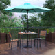 Teal |#| Faux Teak 35inch Square Patio Table, 2 Chairs & Teal 9FT Patio Umbrella with Base