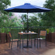 Navy |#| Faux Teak 35inch Square Patio Table, 2 Chairs & Navy 9FT Patio Umbrella with Base