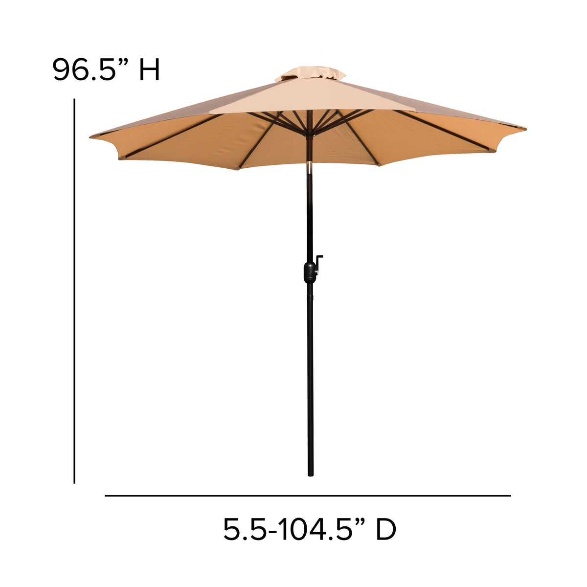 Tan |#| Faux Teak 30inch x 48inch Patio Table, 4 Chairs & Tan 9FT Patio Umbrella with Base