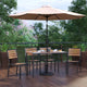 Tan |#| Faux Teak 30inch x 48inch Patio Table, 4 Chairs & Tan 9FT Patio Umbrella with Base